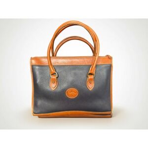 Dooney & Bourke Vintage All Weather Leather Bag Navy Blue British Tan Needs TLC